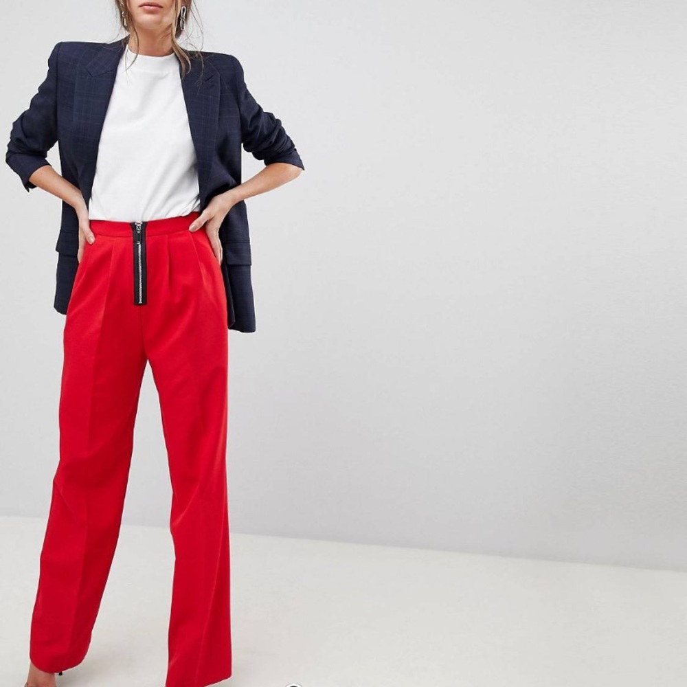 ASOS high waisted trouser with zip front